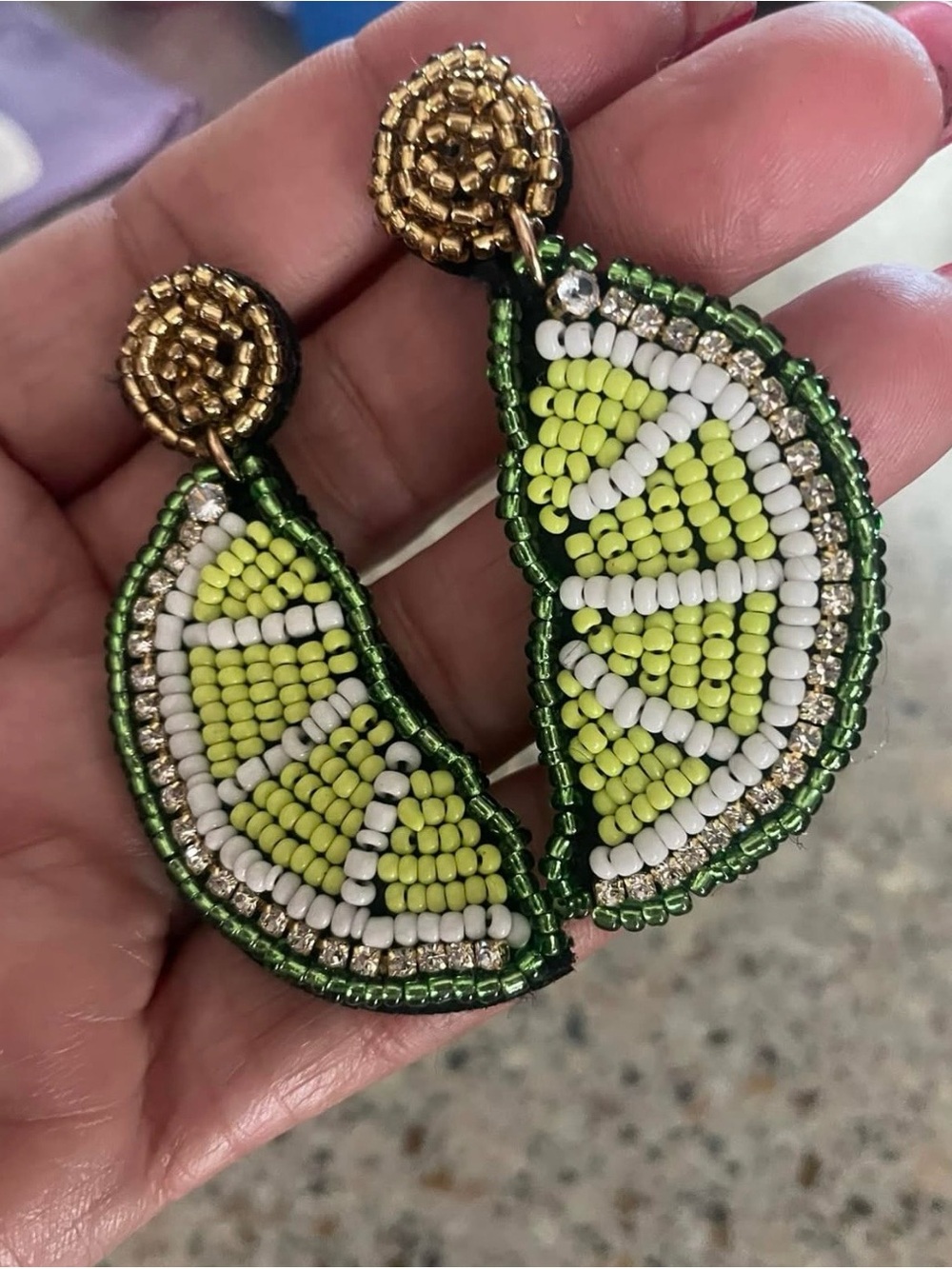 New Lime‎ Slice Dangle Earrings Funky Fruit Earrings Novelty Jewelry Tiki Pinup